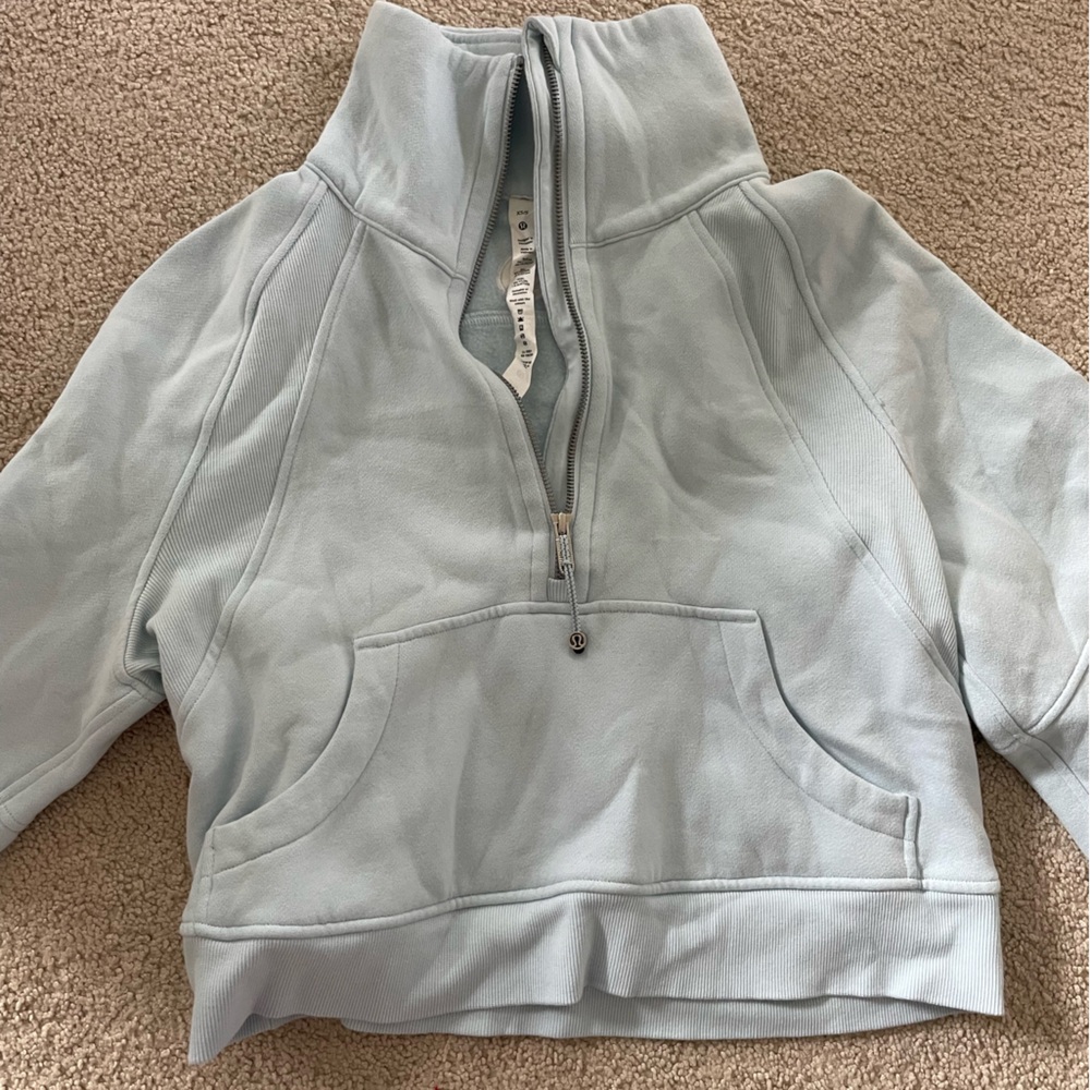 Ice blue oversized cropped half zip